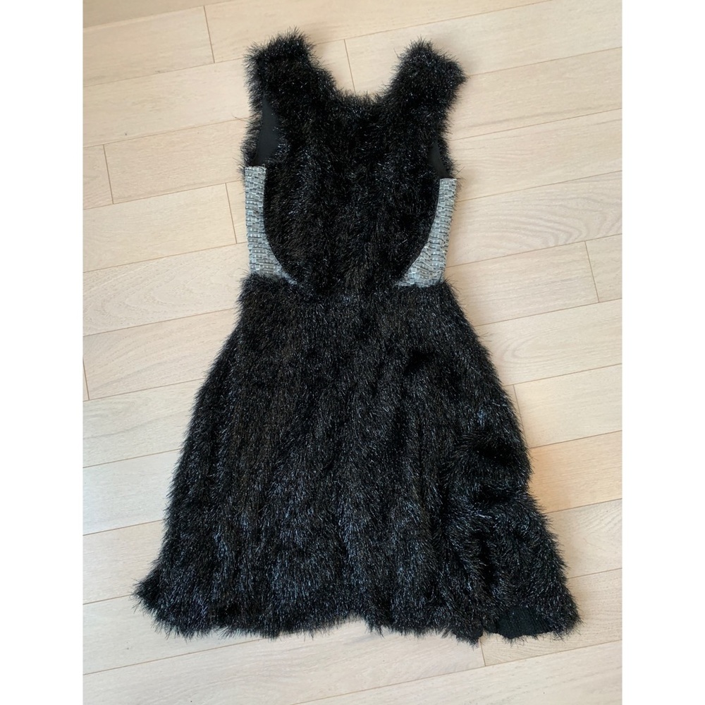 One of a kind tinsel black dress knee length